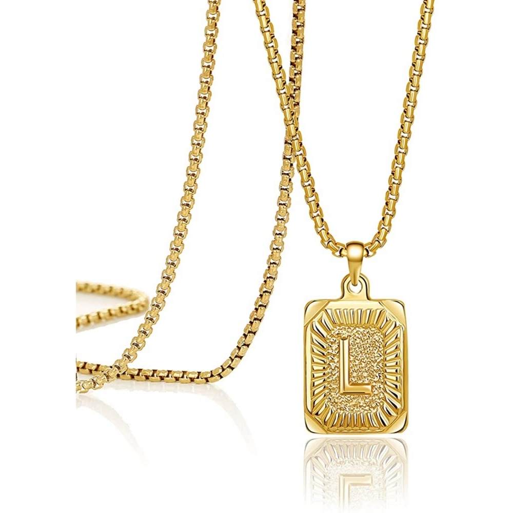 L Letter Pendant Necklace Stainless Steel